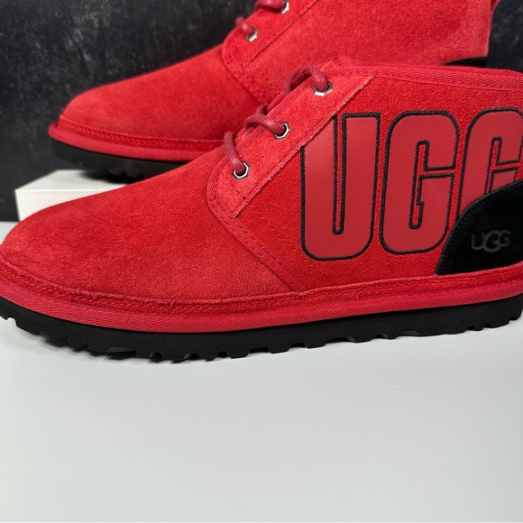 UGG NEUMEL GRAPHIC OUTLINE MENS CHUKKA BOOTS SIZE 11 SUEDE WOOL RED BLACK NEW - Picture 7 of 10